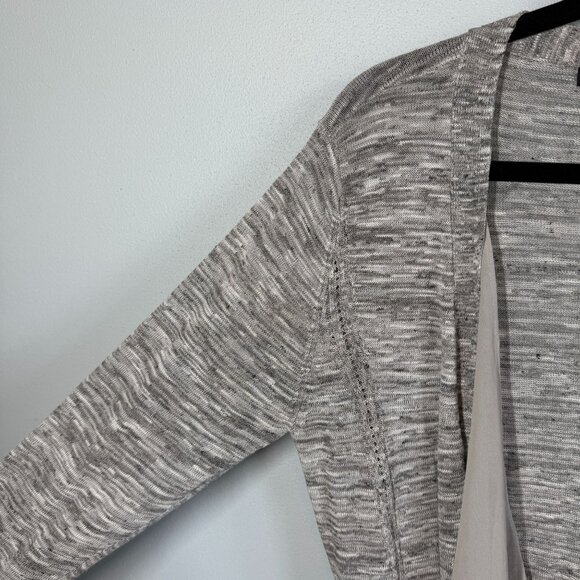 Guess Cardigan Duster Womens Large Gray Open Front Waterfall Draped Chiffon Belt - Picture 6 of 14